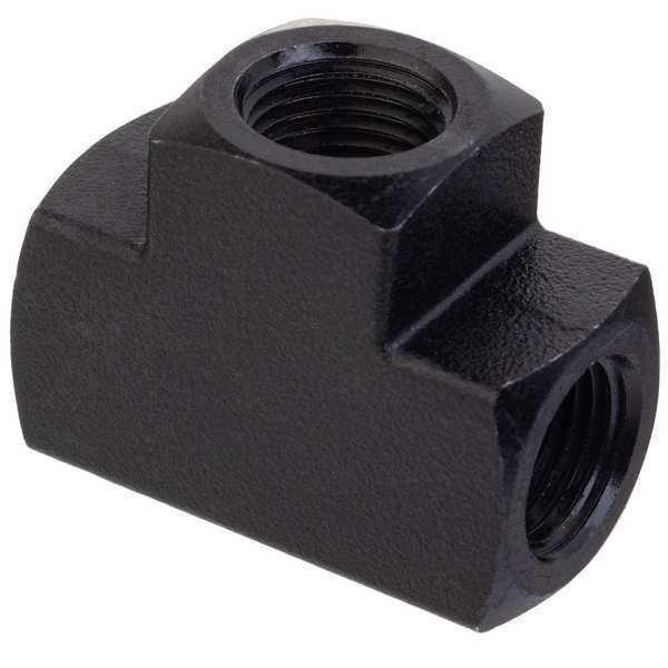 Tee, Black Zinc-Plated Brass, 1/4 in