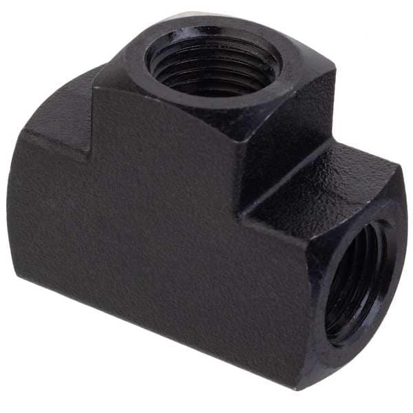 Tee, Black Zinc-Plated Brass, 3/8 in