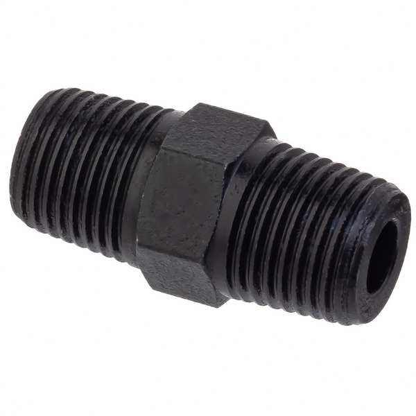 Hex Nipple, Black Zinc-Plated Brass, 1/2