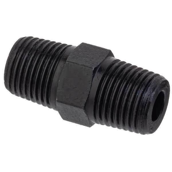 Hex Nipple, Black Zinc-Plated Brass, 1/8