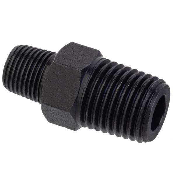 Reducing Hex Nipple, Brass, 3/8 x 1/4 in
