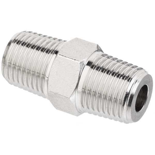 Hex Nipple, Nickel-Plated Brass, 1/4 in