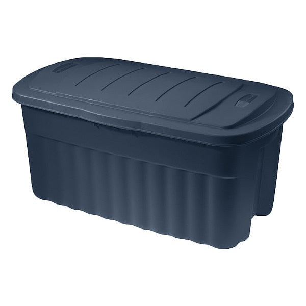 Storage Tote, Dark Indigo Metallic, Plastic, 36 7/8 in L, 21 13/64 in W, 18 19/64 in H