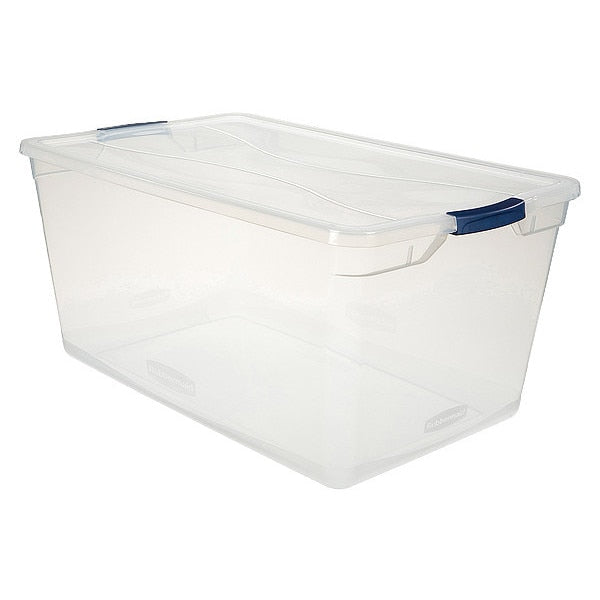 Storage Tote, Clear, Plastic, 29 in L, 17 3/4 in W, 13 1/4 in H, 23.75 gal Volume Capacity