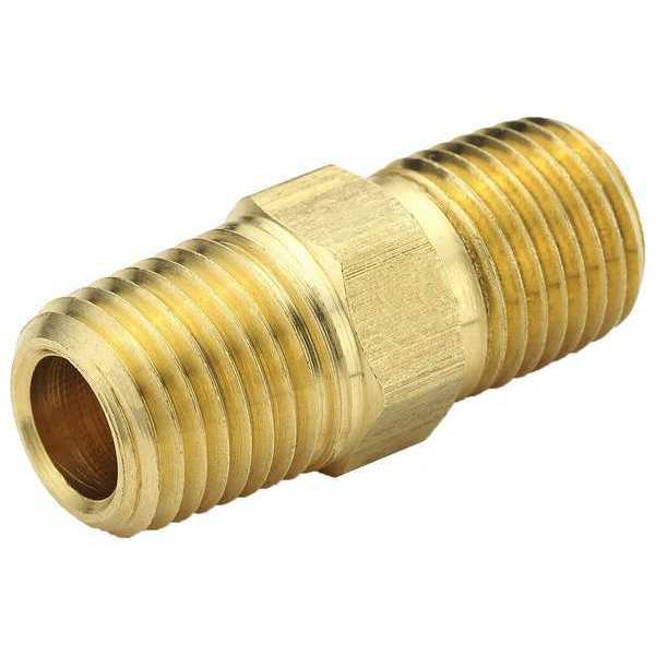 Hex Nipple, Brass, 1/8 in Pipe Size, MNPT