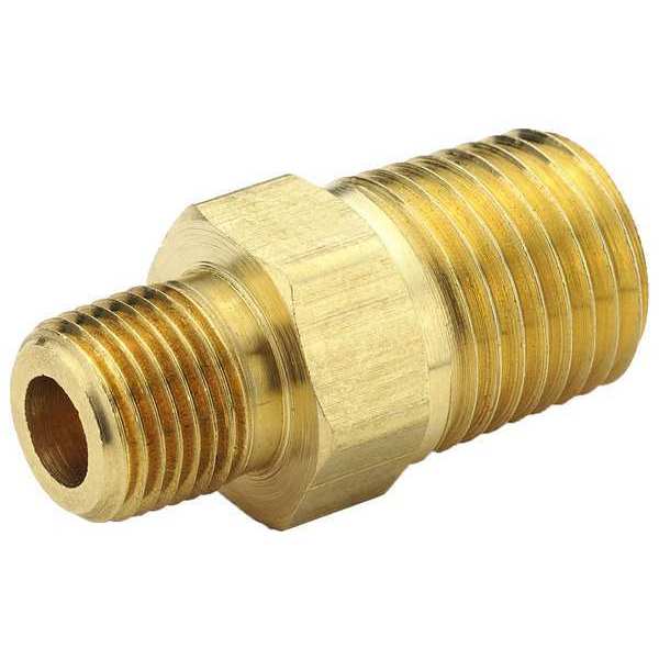 Hex Reducing Nipple, Brass, 3/8 x 1/4 in