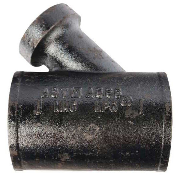 Tapped Wye, Cast Iron, 4 x 4 x 1 1/2 in