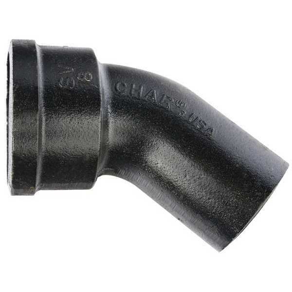 45 Bend, 4 in, Socket, Cast Iron, Black