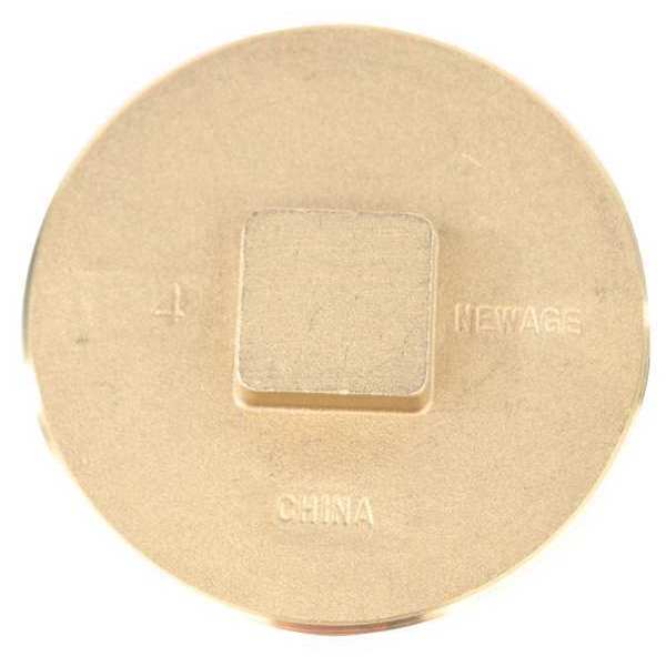 Raised Square Plug, Brass, 1 1/2 in