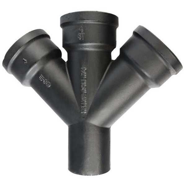 Double Wye, Cast Iron, 6 x6 x4 x4