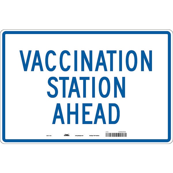 Vaccination Directional Sign, 12 in H, 18 in W, Aluminum, English, 60XZ80