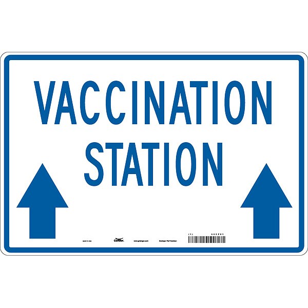 Vaccination Directional Sign, 12 in H, 18 in W, Aluminum, English, 60XZ81