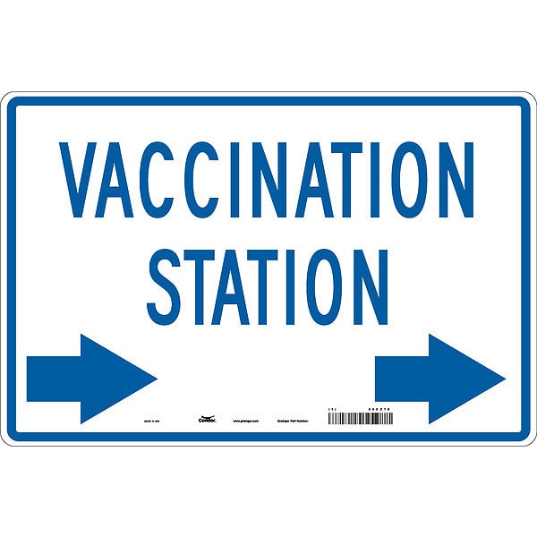 Vaccination Directional Sign, 12 in H, 18 in W, Aluminum, English, 60XZ78