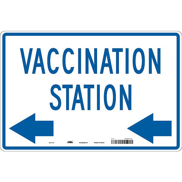 Vaccination Directional Sign, 12 in H, 18 in W, Aluminum, English, 60XZ79