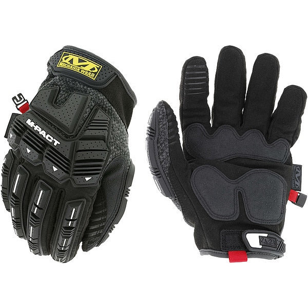 Mechanics Gloves, M, Black/Gray, Synthetic Leather