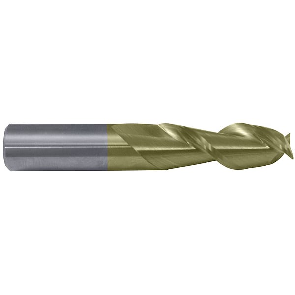 2-Flute Carbide Square Single-End High-Perf End Mil for Alum CTD CEM-AM2-ZN ZrN 7/16x7/16x9/16x2-1/2