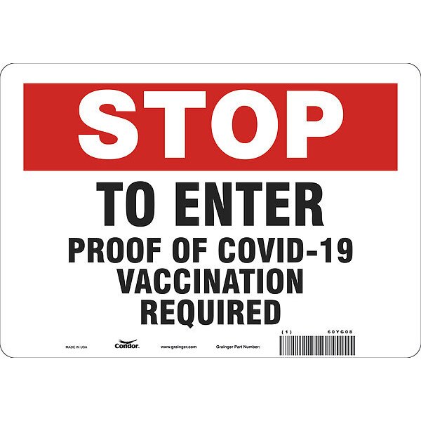 Employee/Visitor Vaccine Proof Sign, 60YG08