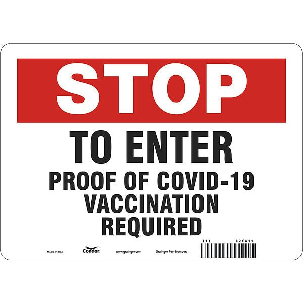 Employee/Visitor Vaccine Proof Sign, 60YG11