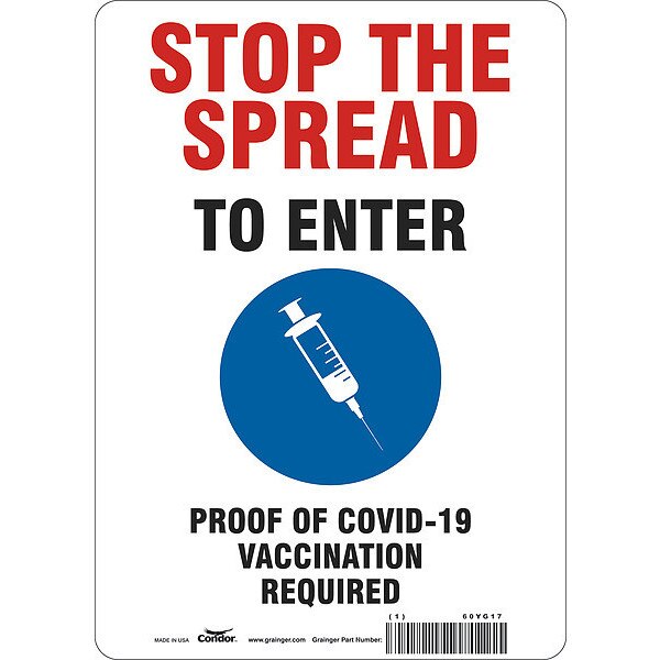 Employee/Visitor Vaccine Proof Sign, 60YG17
