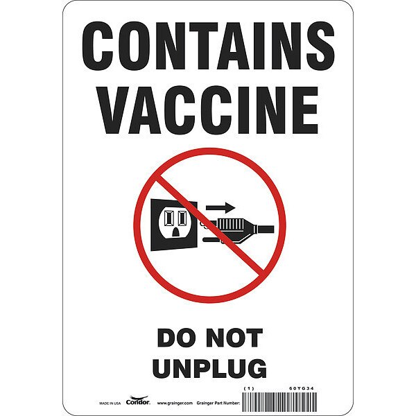 Vaccine Refrigerator Freezer Sign, 7 in W x 10 in H, English, Vinyl
