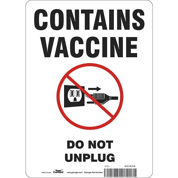 Vaccine Refrigerator Freezer Sign, 60YG36