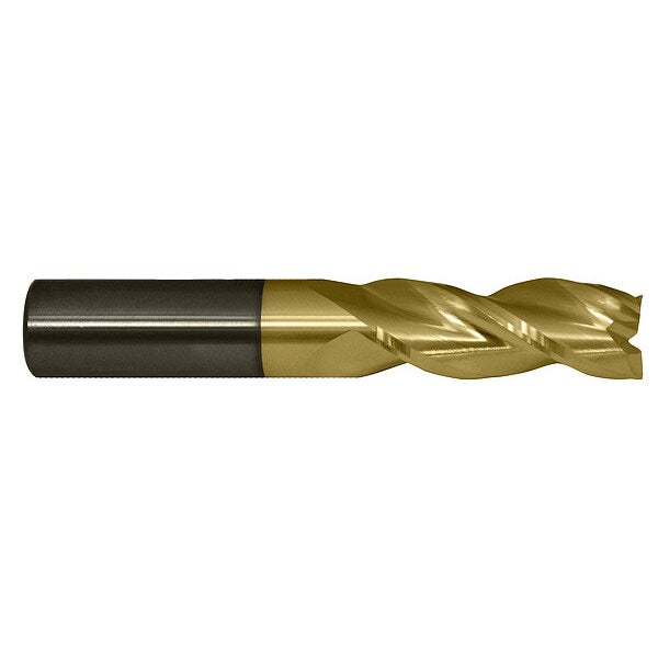 3-Flute Carbide Square Single End High-Perf End Mill for Alum CTD CEM-AM3-ZN ZrN 1/2x1/2x2-1/2x4
