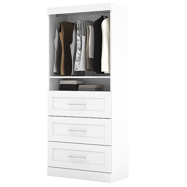 Storage Unit, w/3 Drawer Set, White, 36