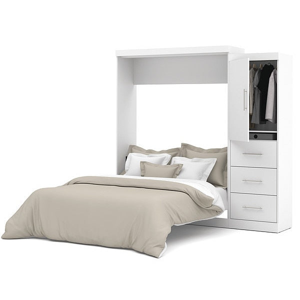 Queen Wall Bed Kit, Nebula, 3Drawr, Wht, 90