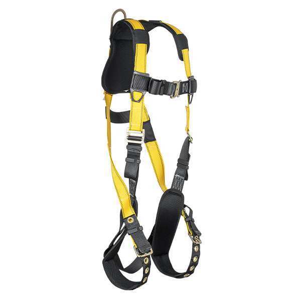 Full Body Harness, Vest Style, XL/2XL, Polyester, Back, Yellow