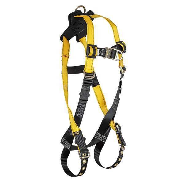Full Body Harness, Vest Style, M, Polyester, Back, Yellow