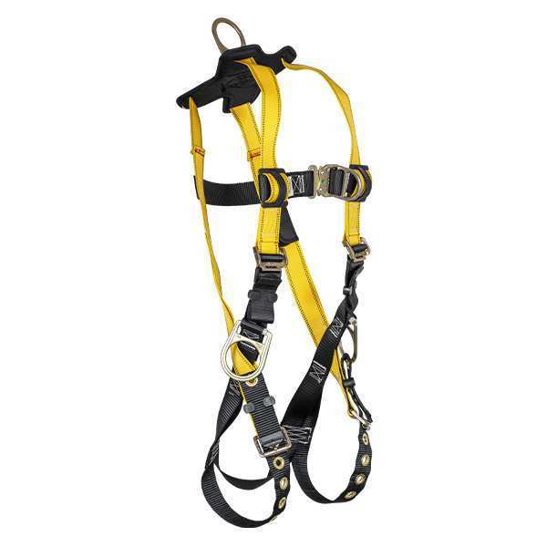 Full Body Harness, Vest Style, S, Polyester, Back, Yellow