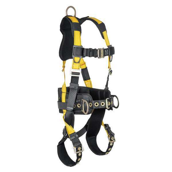 Full Body Harness, Vest Style, L/XL, Polyester, Back, Yellow