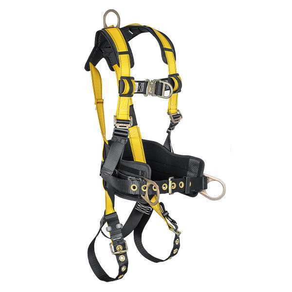 Full Body Harness, Vest Style, M, Polyester, Back, Yellow