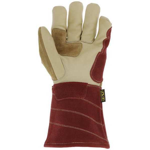 Welding Gloves, Tan/Red, 8, PR