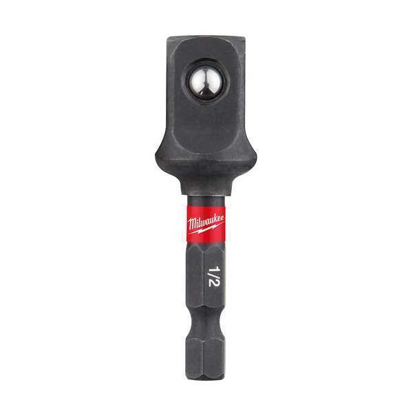 SHOCKWAVE Impact Socket Adapter, 1/4 in Hex to 1/2 in Square, Black Phosphate
