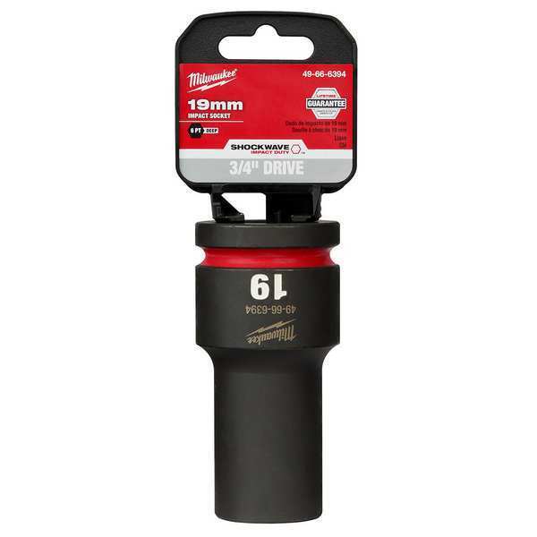 19mm SHOCKWAVE Impact Duty 3/4 in. Drive Deep Well 6 Point Impact Socket