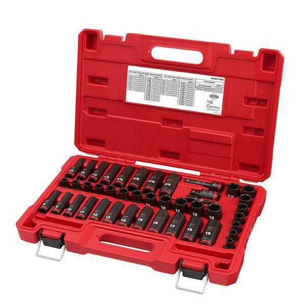 3/8 in Drive IMPACT SOCKET SET, Metric, SAE, 43 pc. pcs