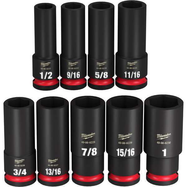 1/2 in Drive IMPACT SOCKET SET, SAE, 9 pc. pcs