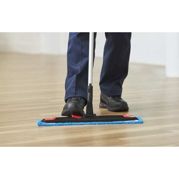 Flat Mop Pad, Clip-On Connection, Blue, Microfiber