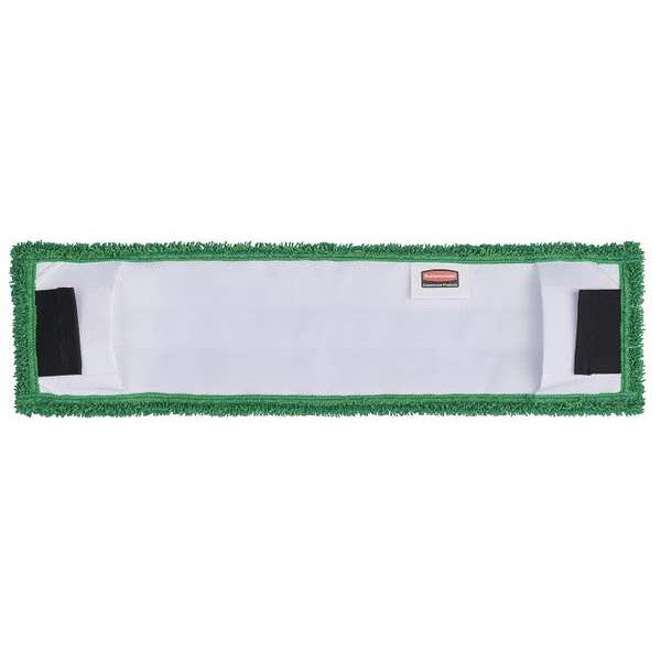 Flat Mop Pad, Clip-On Connection, Green, Microfiber