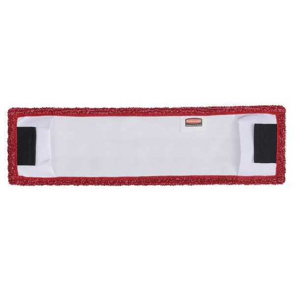 Flat Mop Pad, Clip-On Connection, Red, Microfiber