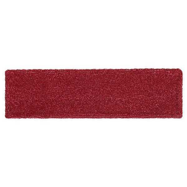 Flat Mop Pad, Clip-On Connection, Red, Microfiber
