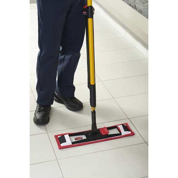 Flat Mop Pad, Clip-On Connection, Red, Microfiber