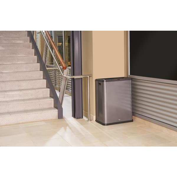 23 gal Square Trash Can, Gray, 12 13/16 in Dia, Metal