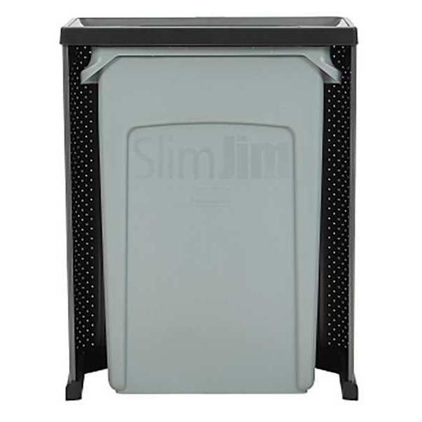 23 gal Square Trash Can, Gray, 12 13/16 in Dia, Metal