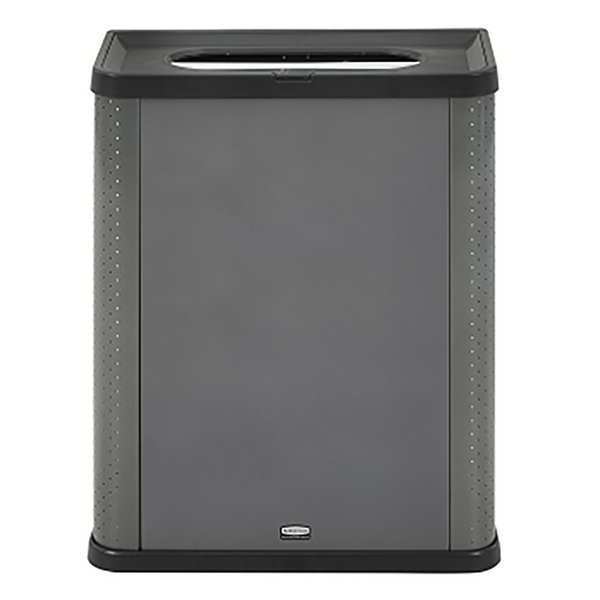 23 gal Square Trash Can, Gray, 12 13/16 in Dia, Metal