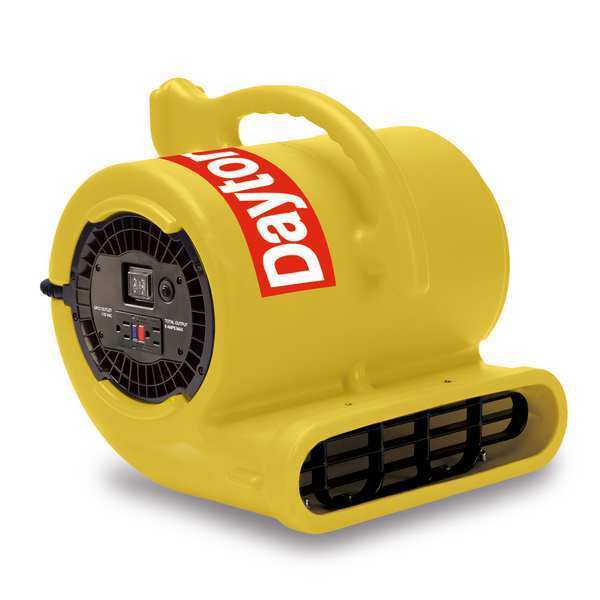 Portable Dryer, 1050 cfm, Fixed Frame, 2 Speed, 1/3 hp, 115V AC, 25 ft. Cord, Yellow
