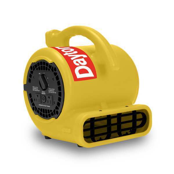 Portable Dryer, 700 cfm, Fixed Frame, 3 Speed, 1/5 hp, 115V AC, 10 ft. Cord, Yellow