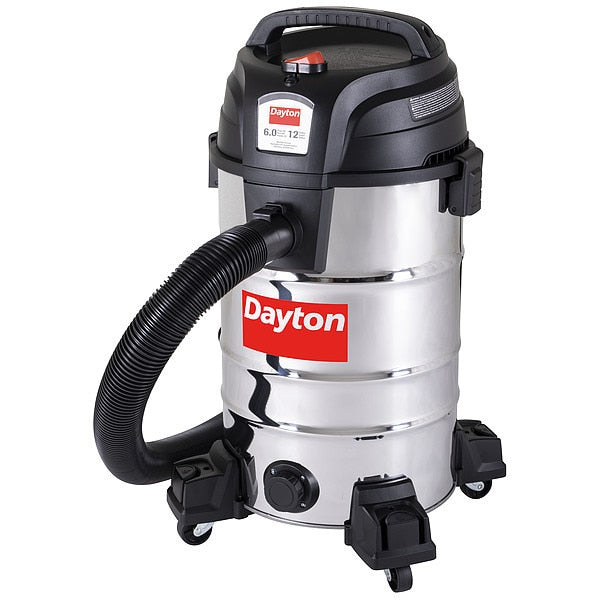 Vacuum, 12 gal Tank Size, Stainless Steel, 2 1/2 in Vacuum Hose Dia., 114 cfm, Corded