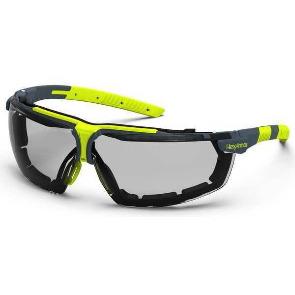 Safety Glasses, Wraparound Gray Polycarbonate Lens, Anti-Fog, Scratch Resistant